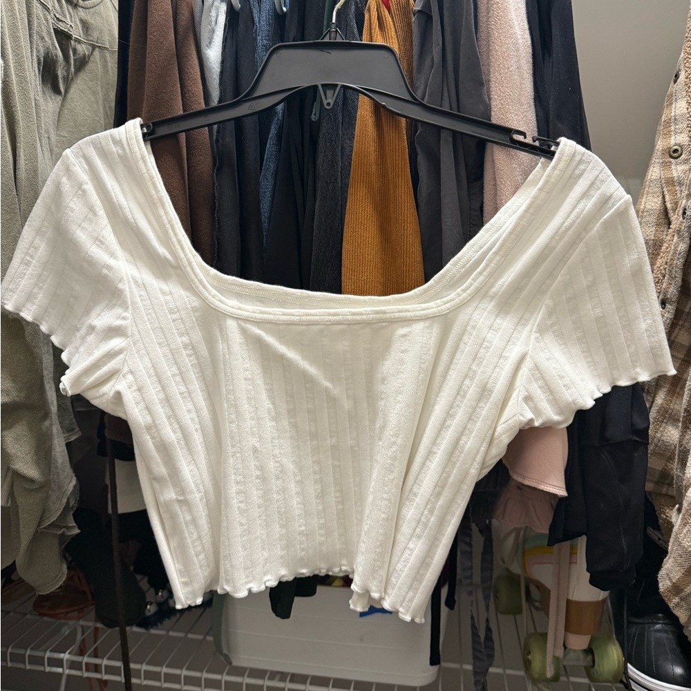 White Ribbed Women's Crop Top by Aerie